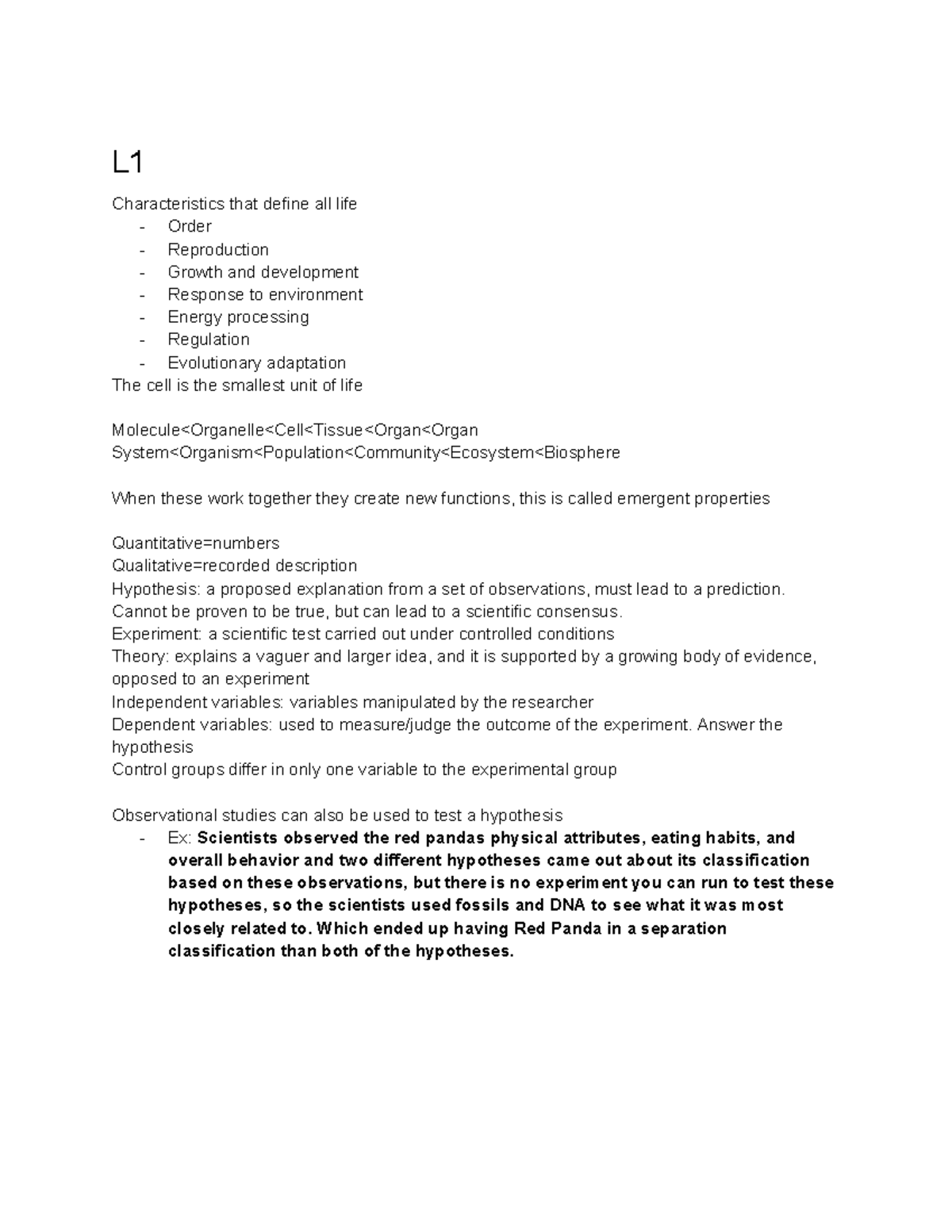 BIO 101 Exam 1 Study Guide: Key Concepts and Processes in Biology - Studocu