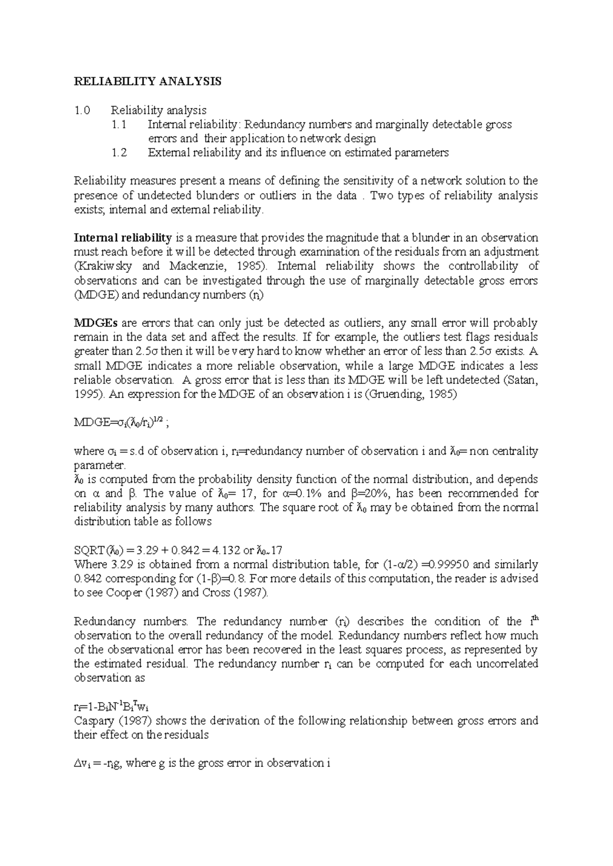 Reliability Analysis: Internal and External Metrics Overview - Studocu