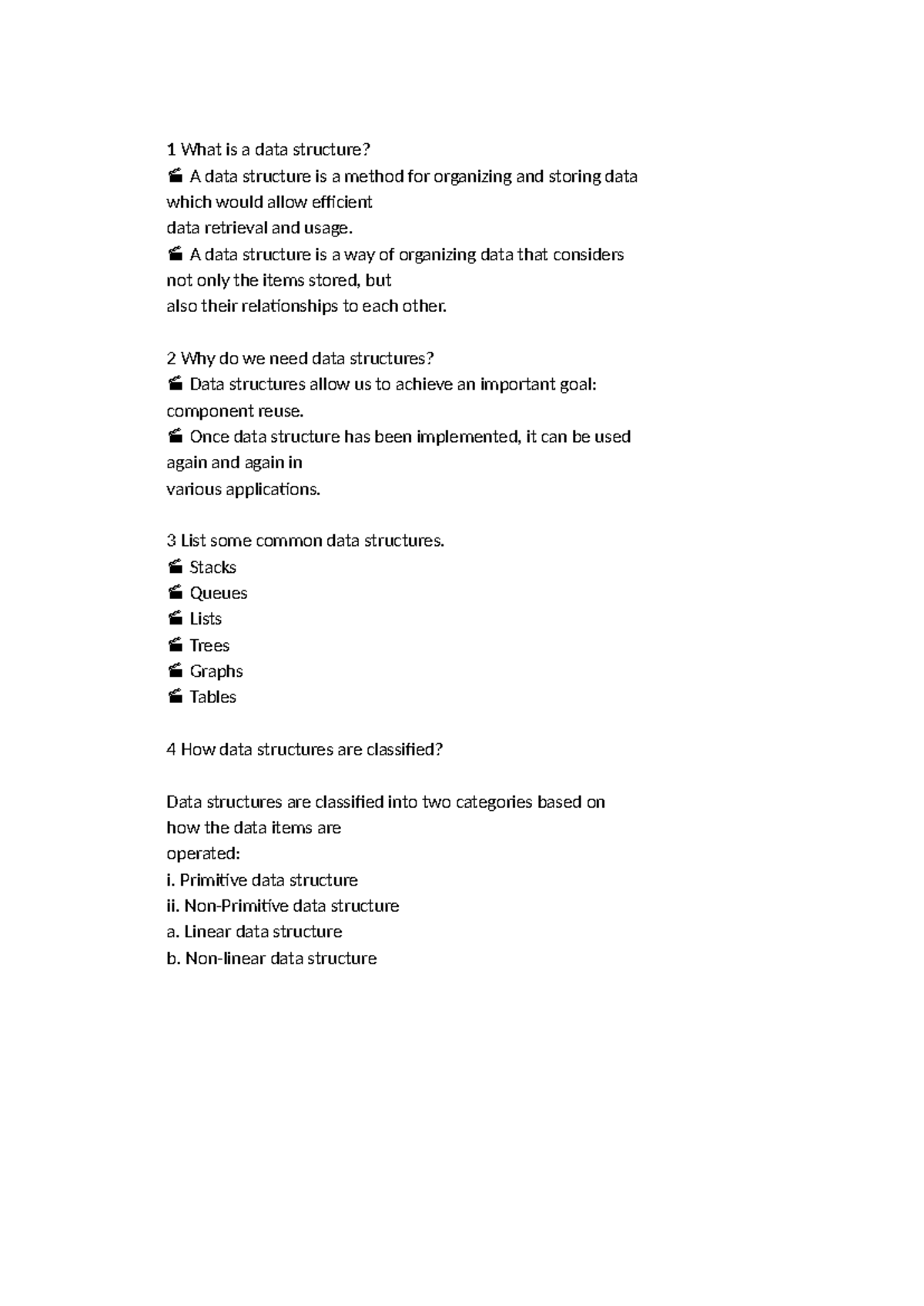 Unit 1 QB: Understanding Data Structures and Their Applications - Studocu