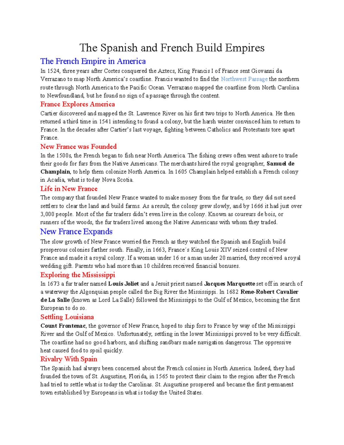 The Spanish and French Build Empires - Francis wanted to find the ...