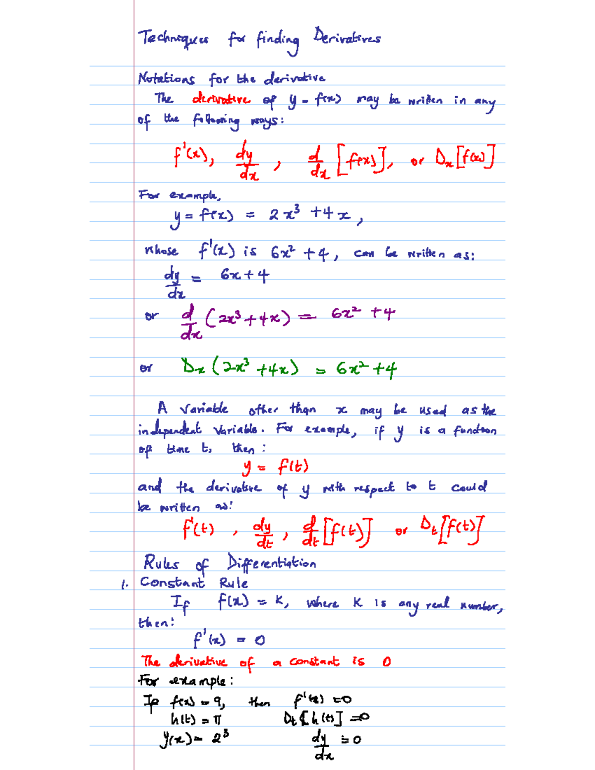 Techniques for finding the derivatives - Techniques for finding ...