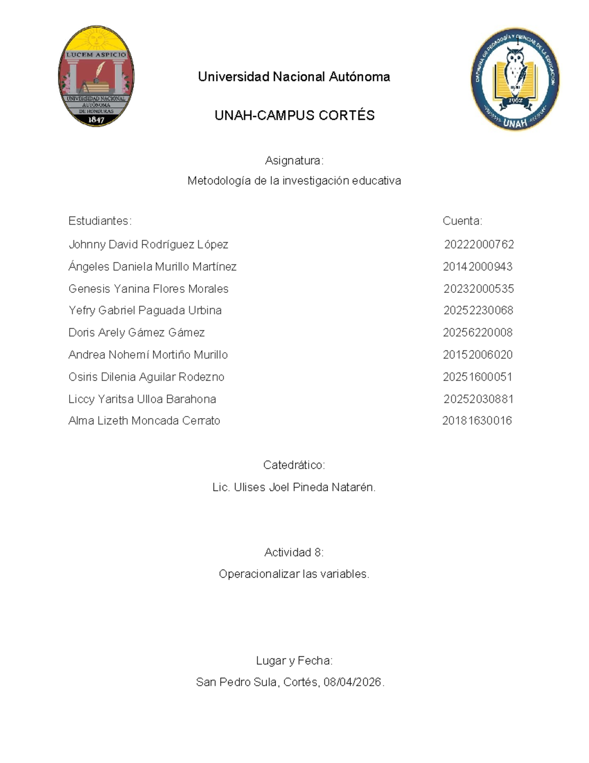 Actividad 8: Operacionalización de Variables - Metodología de la ...