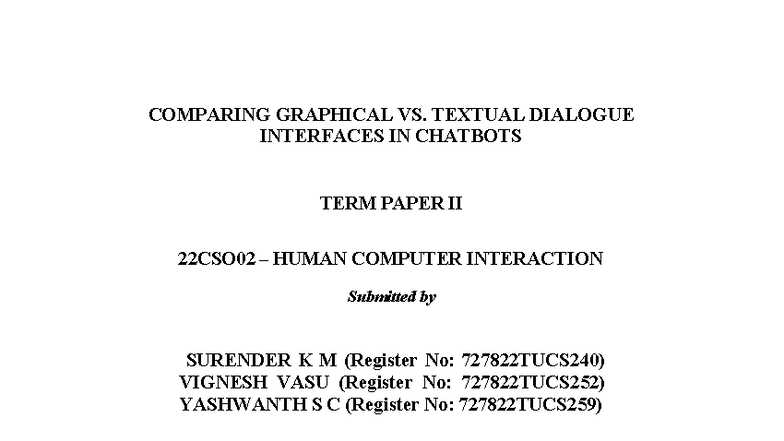 Comparing Graphical and Textual Interfaces in Chatbots - HCI TERM PAPER ...
