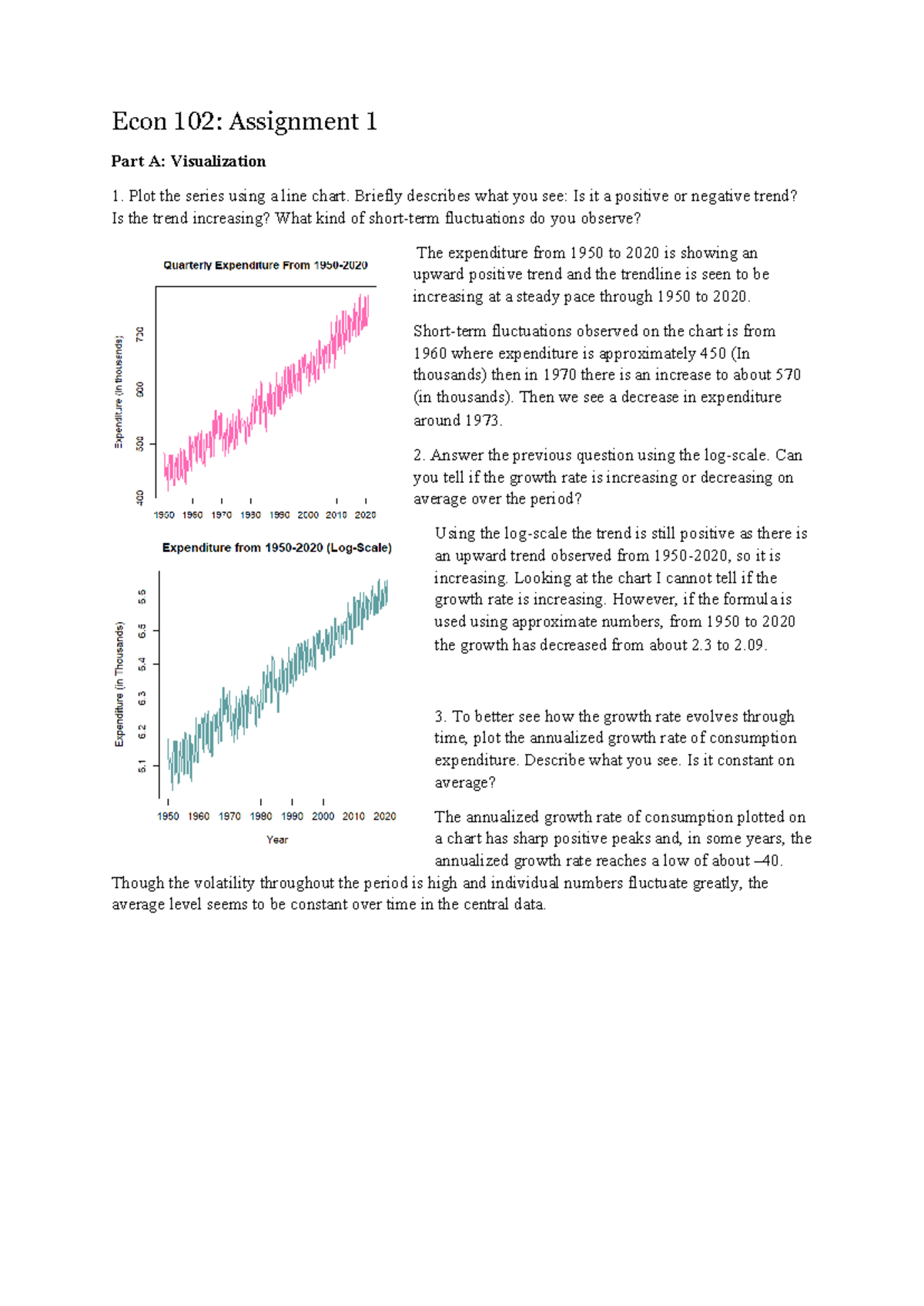 Econ 102: Assignment 1 Part A & B - Time Series Analysis and Trends ...