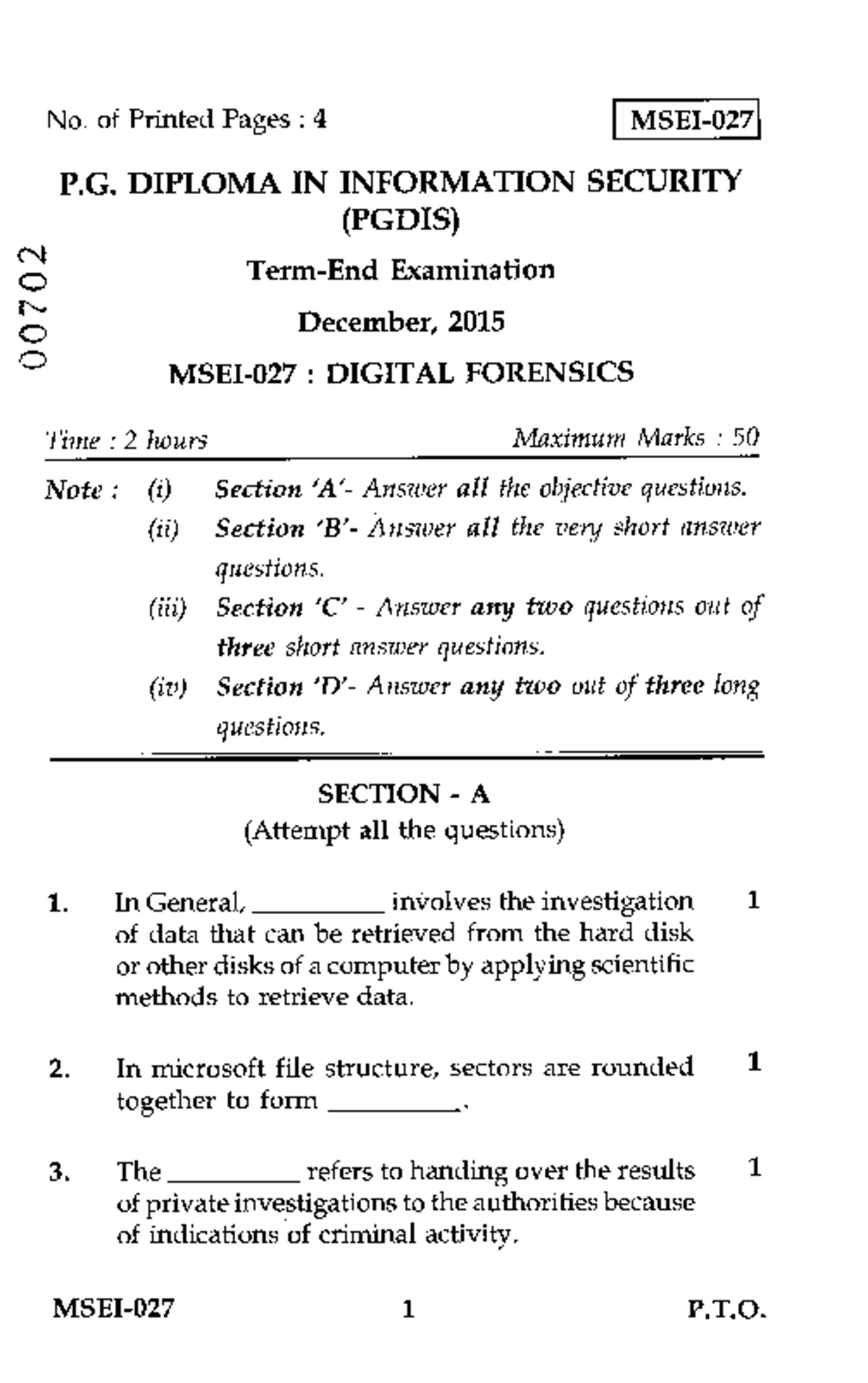 MSEI-027 Pgdis - I need practical file - No. of Printed Pages : 4 I ...