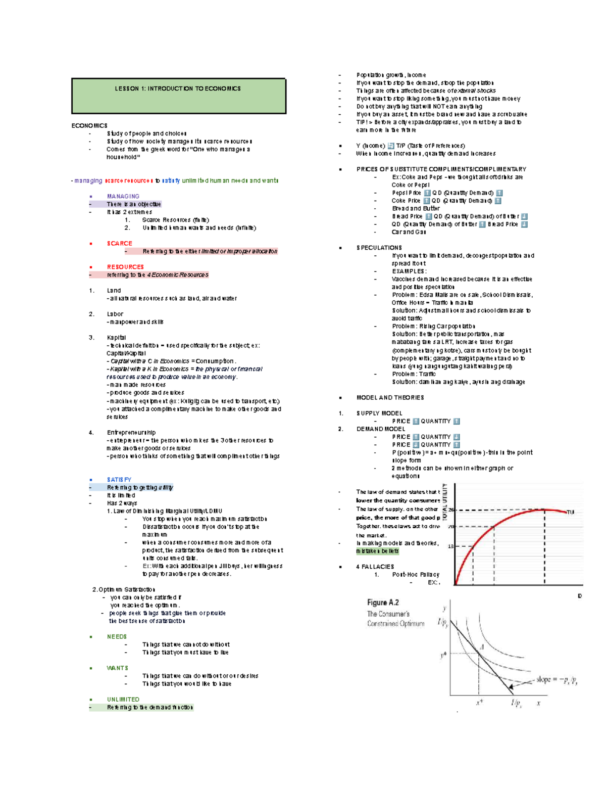 ECON 101: Lesson 1 - Introduction to Economics and Resource Management ...