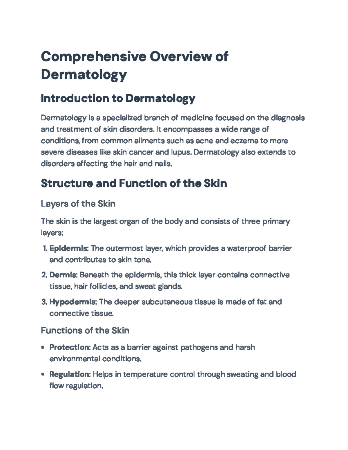 Comprehensive Overview of Dermatology: Disorders & Treatments (DERM 101 ...