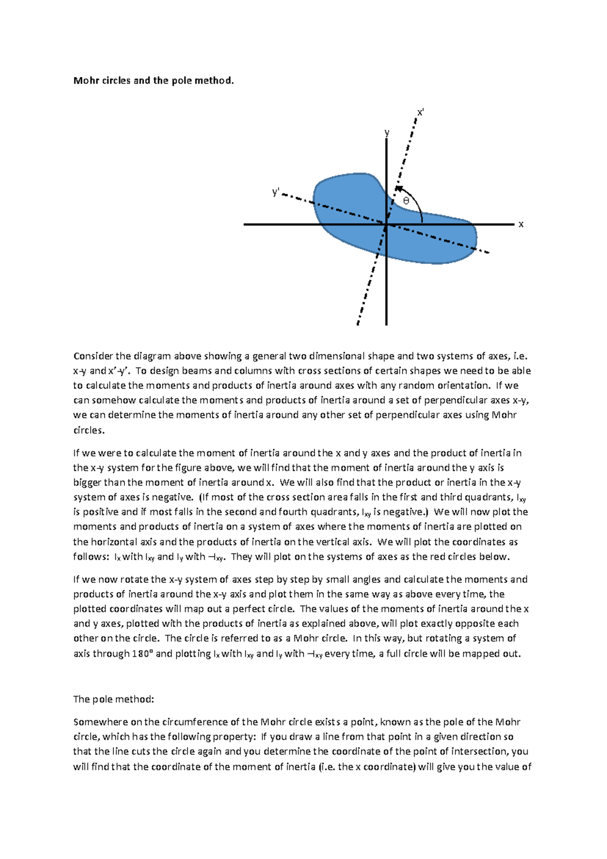 Mohr Circles and Pole Method Explained: Inertia Calculations - Studocu
