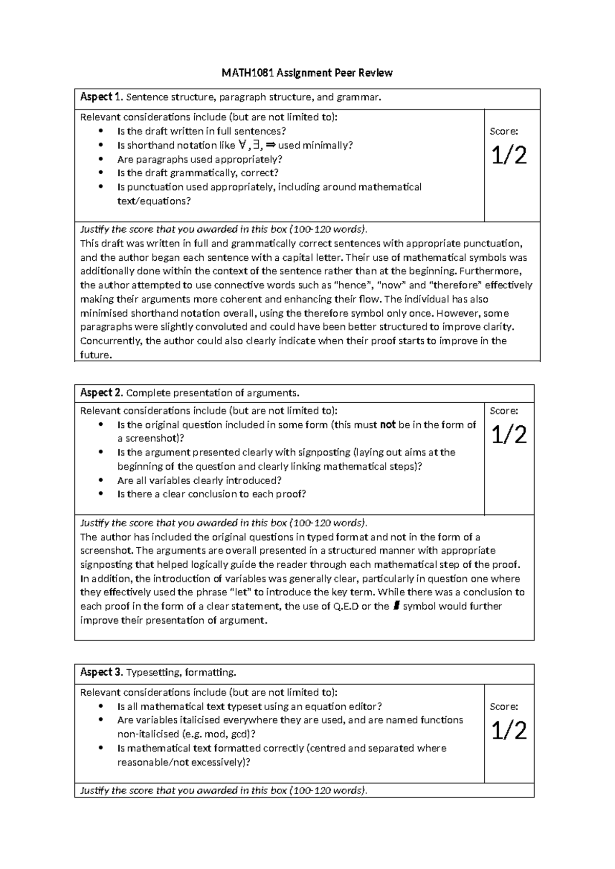 MATH1081 Assignment Peer Review - MATH1081 Assignment Peer Review ...