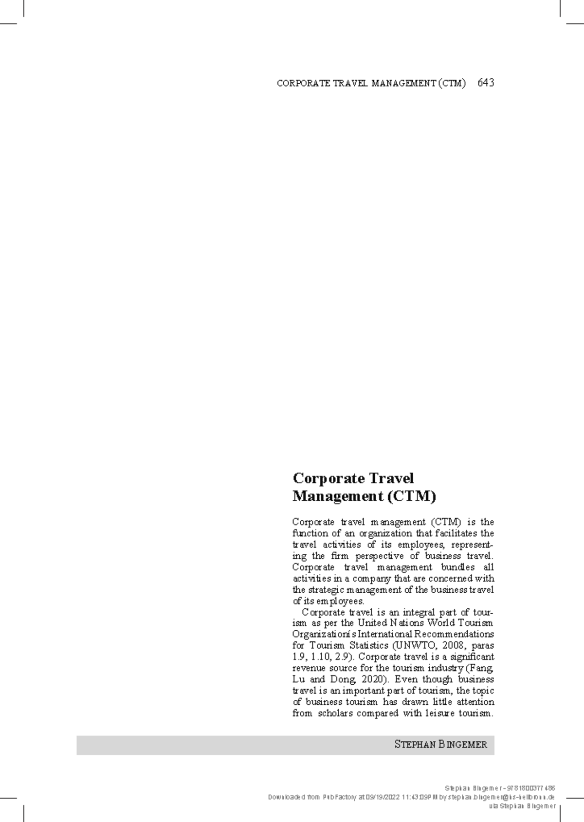 Corporate Travel Management (CTM) 643: An Overview of Business Travel ...
