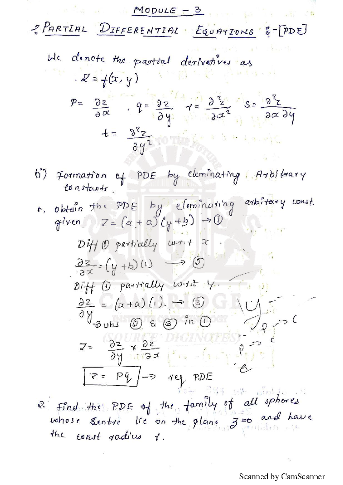 MODULE 3: PARTIAL DIFFERENTIAL EQUATIONS - Detailed Notes - Studocu