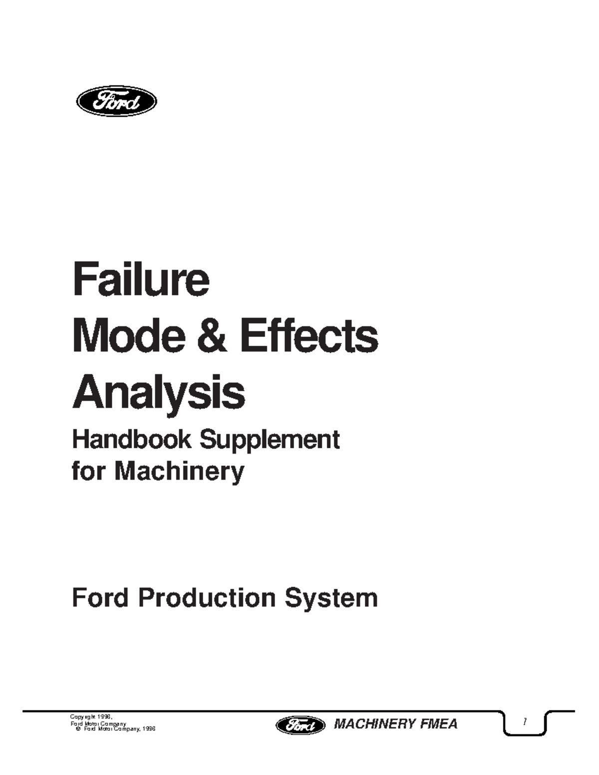 Ford Machinery FMEA Handbook Supplement: Guidelines & Procedures - Studocu