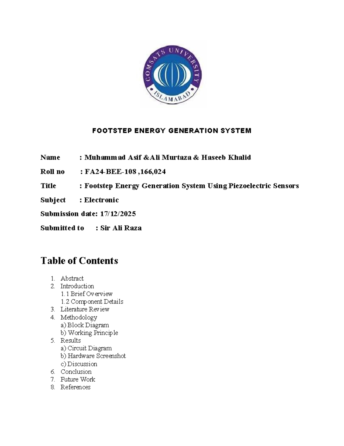 EE 101: Footstep Energy Generation System Using Piezoelectric Sensors ...