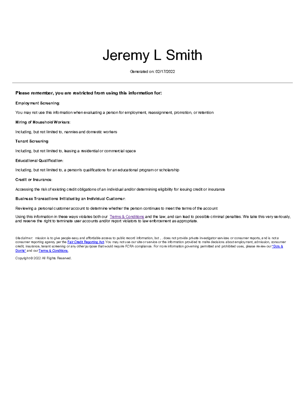 Analysis of Personal Information: Restrictions & Disclaimer - Studocu