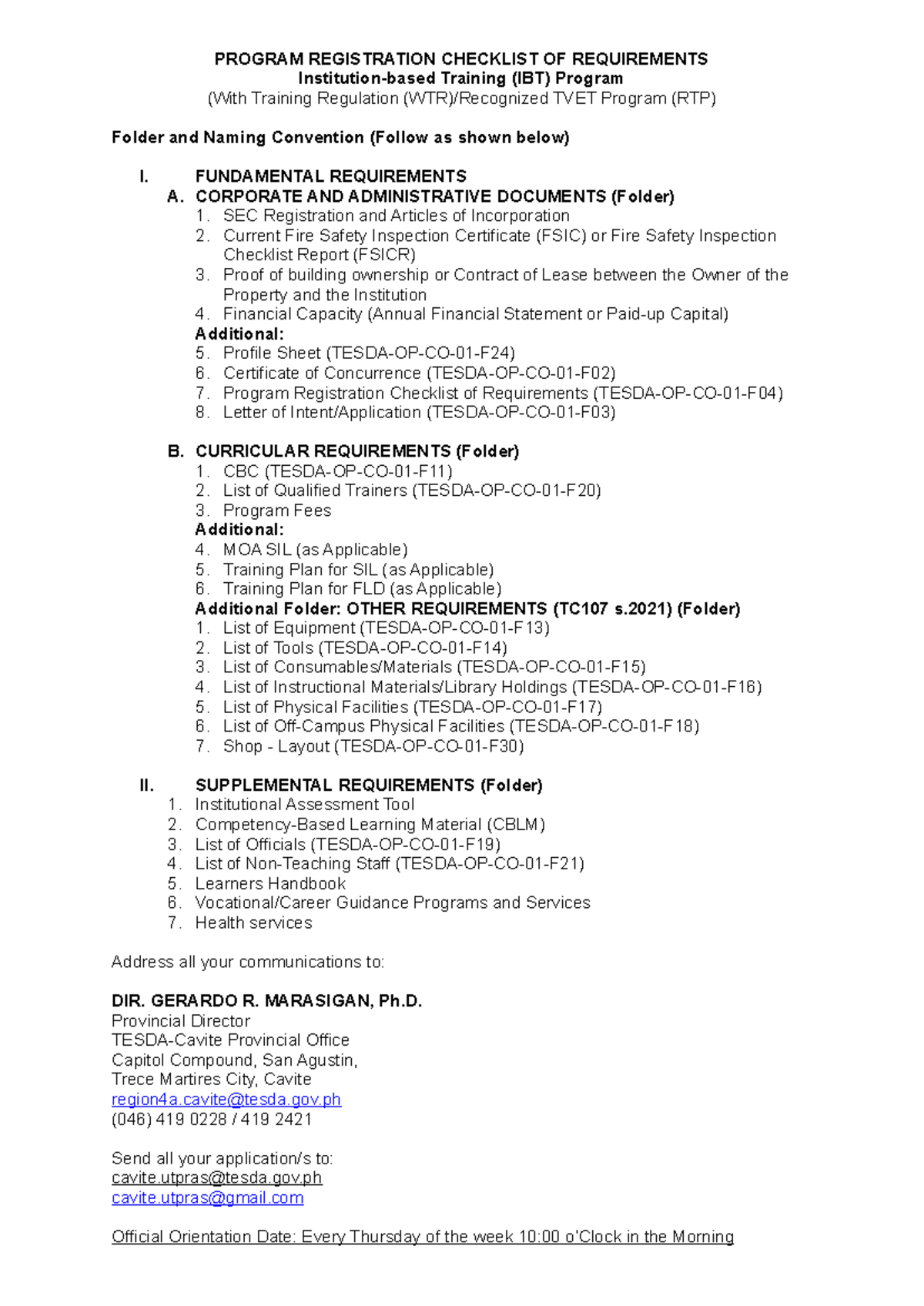 2025-UTPR-Program Registration Checklist for IBT Training - Studocu