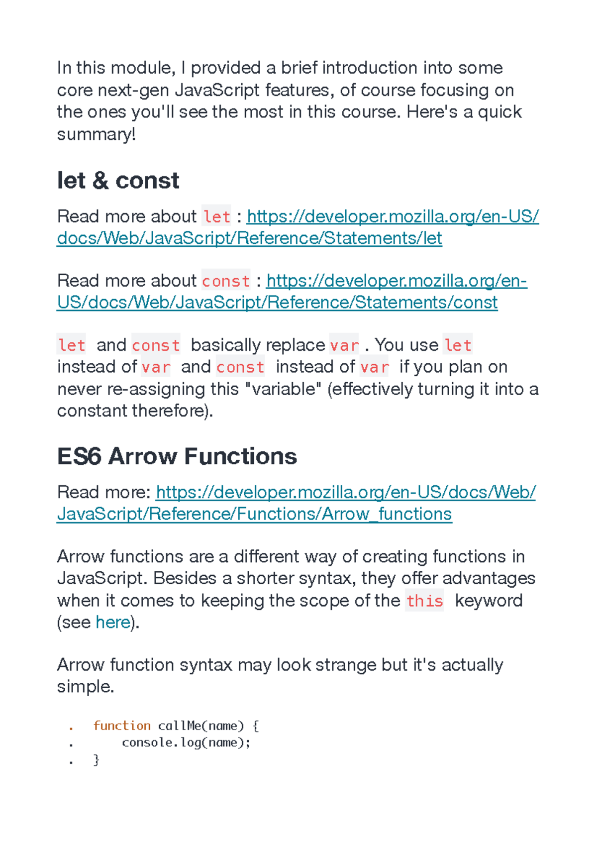 Next Gen JS Features Summary - Course Compilation Guide - Studocu
