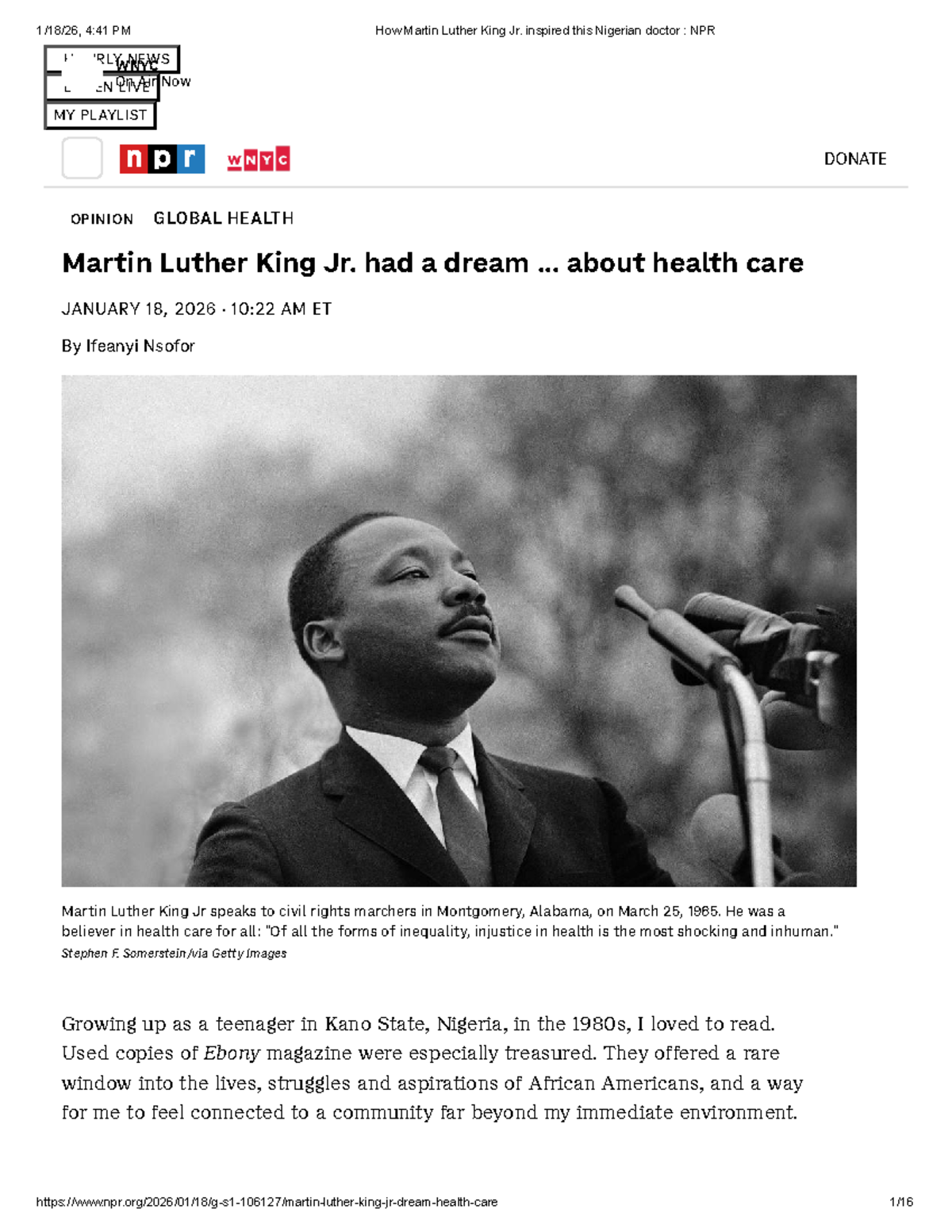 Inspiration from Martin Luther King Jr.: A Nigerian Doctor's Journey ...