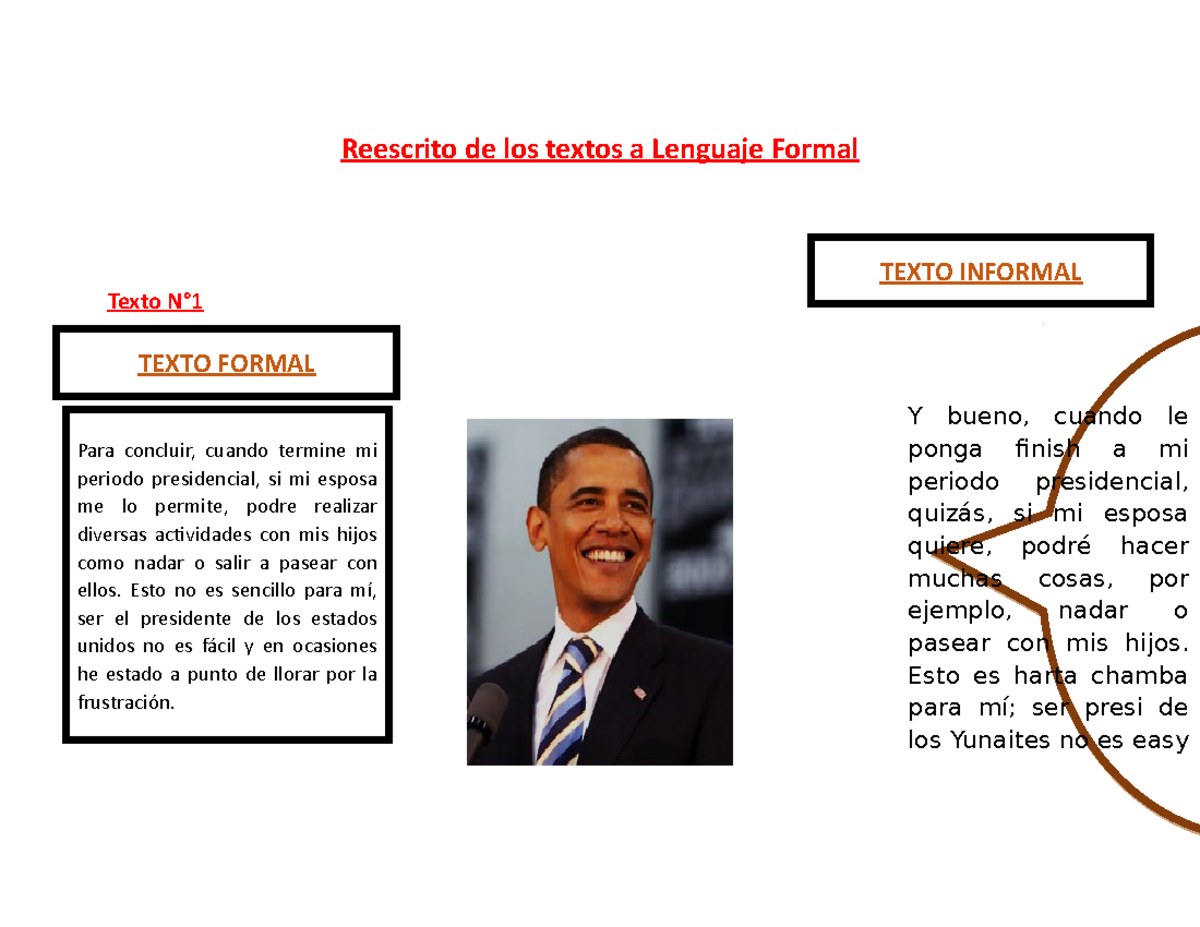Reescrito de Textos Informales a Lenguaje Formal en Redacción - Studocu