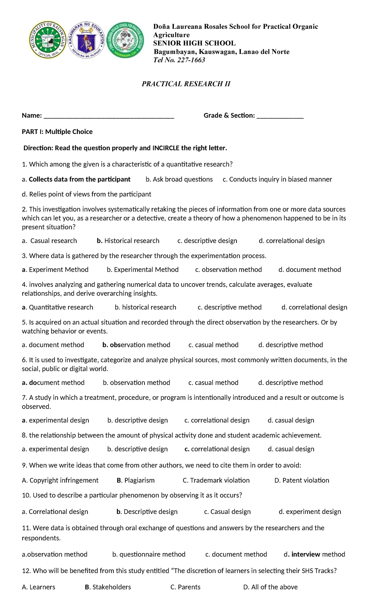 PR II Q1 Exam Review Questions and Answers - Studocu