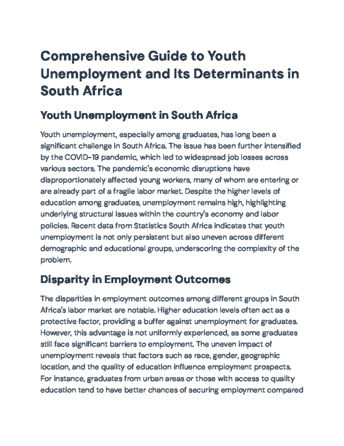 Youth Unemployment in South Africa: Causes, Disparities & Solutions ...