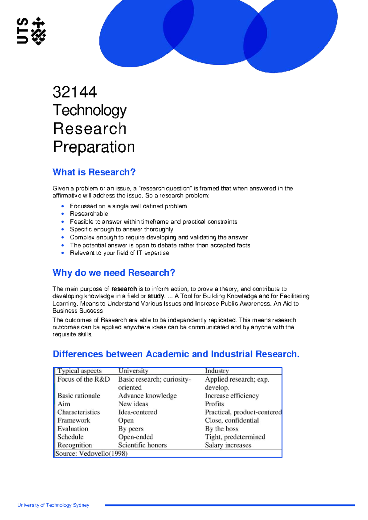 Week2 Tutorial Handout What Is Research TRP Professional Stream ...