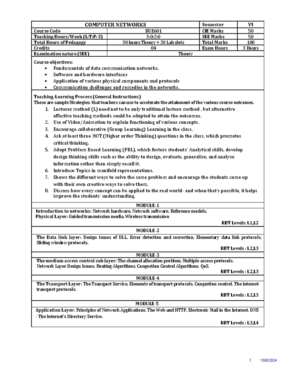 BUE601 - Computer Networks Syllabus & Practical Notes - Studocu
