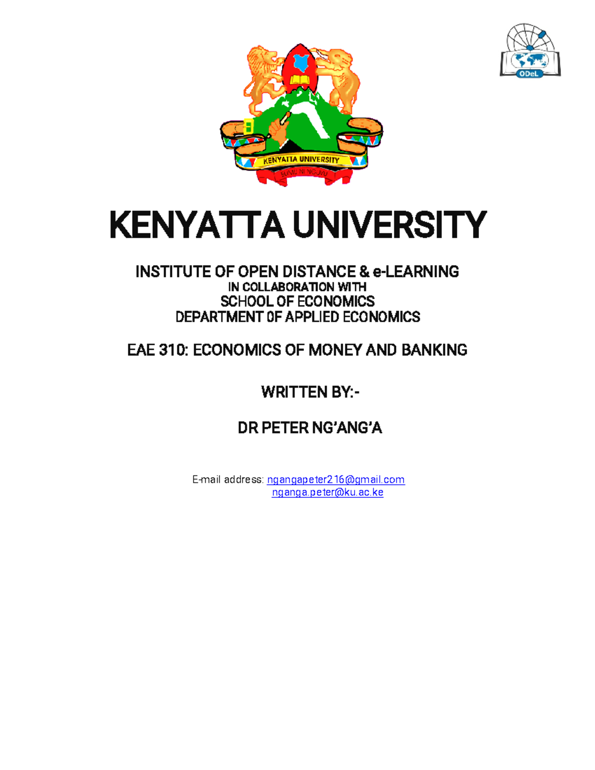 EAE 310: Comprehensive Notes on Economics of Money & Banking - Studocu