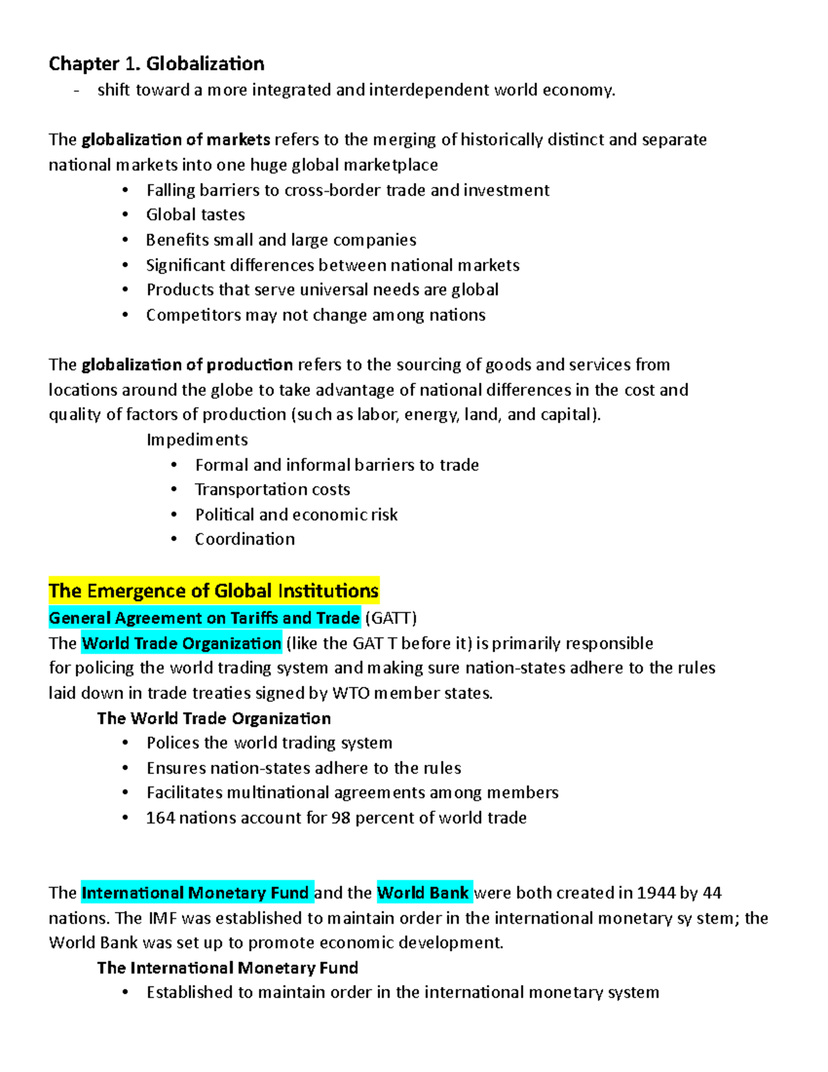 Midterm 1 (1-4 chapters) - Chapter 1. Globalization shift toward a more ...