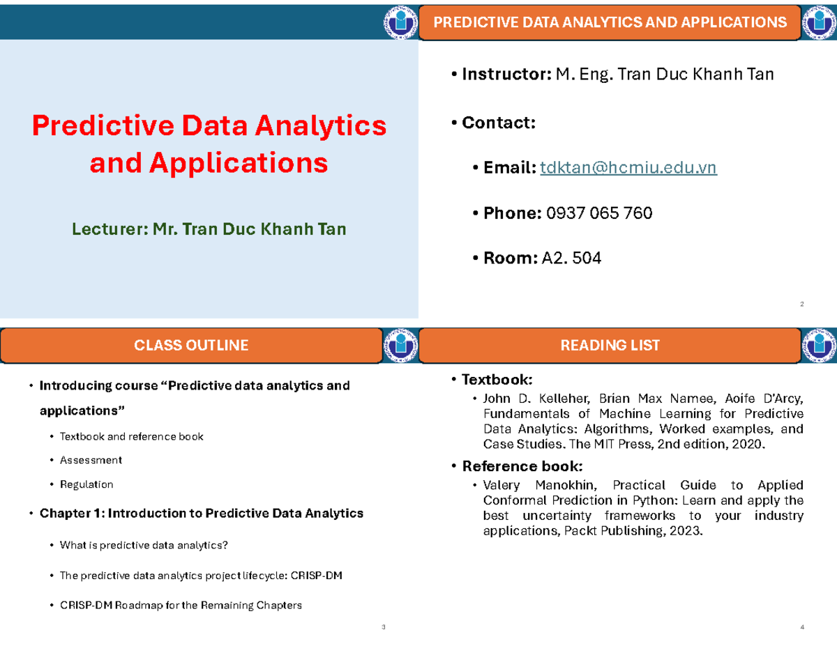 Chapter 1 - Intro to Predictive Data Analytics (Course Code: PDA101 ...
