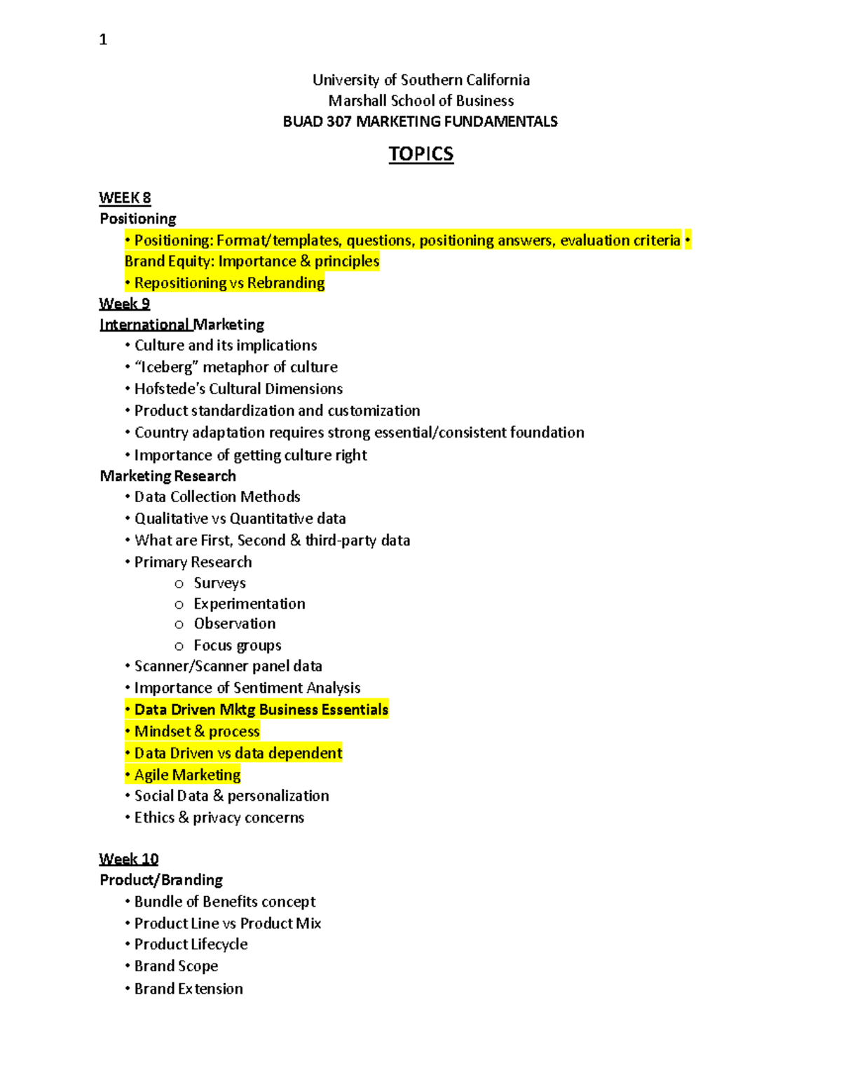 BUAD 307 Spring 2025 Study Guide: Marketing Fundamentals Overview - Studocu