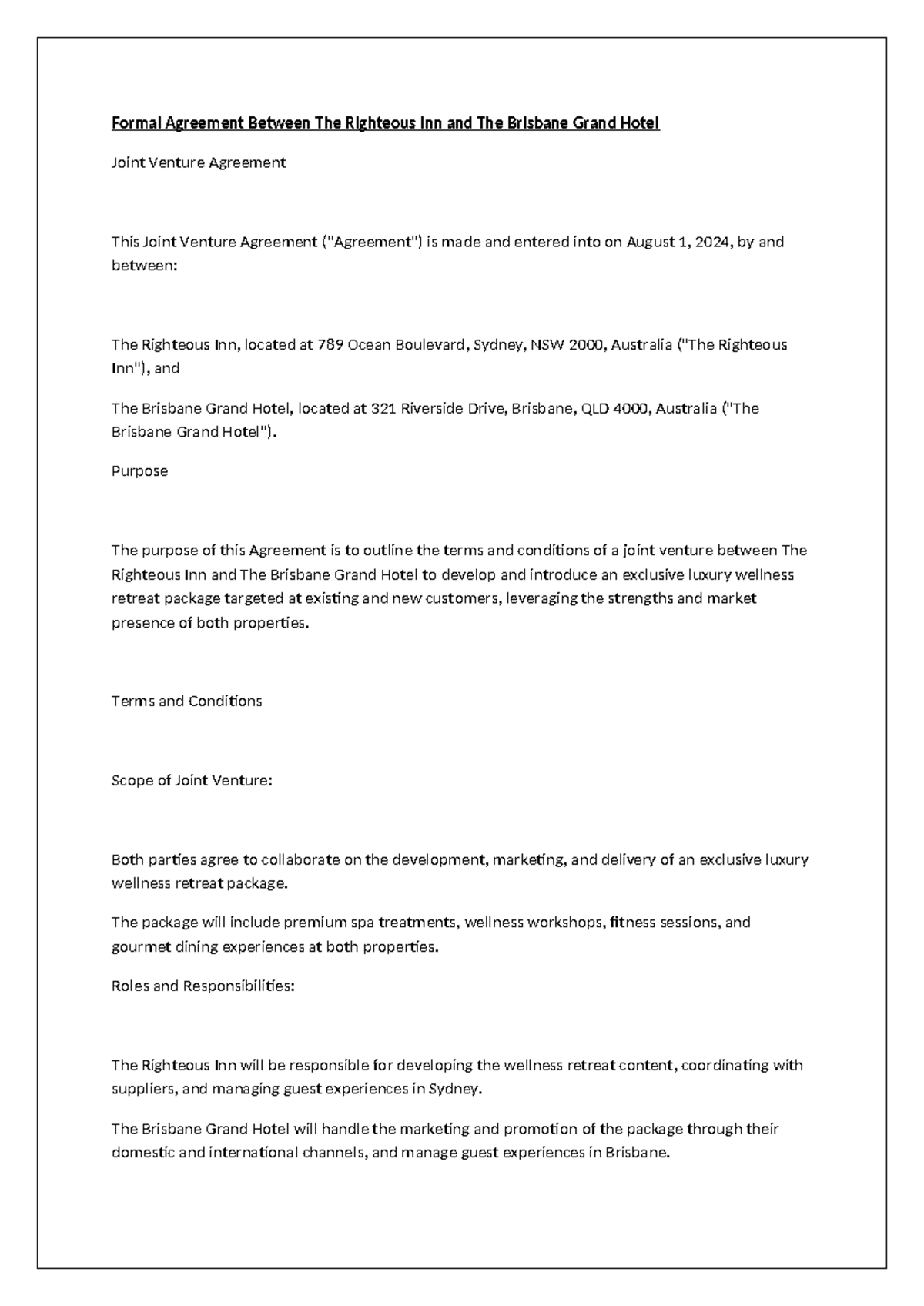Roleplay 1 - fff - Formal Agreement Between The Righteous Inn and The ...
