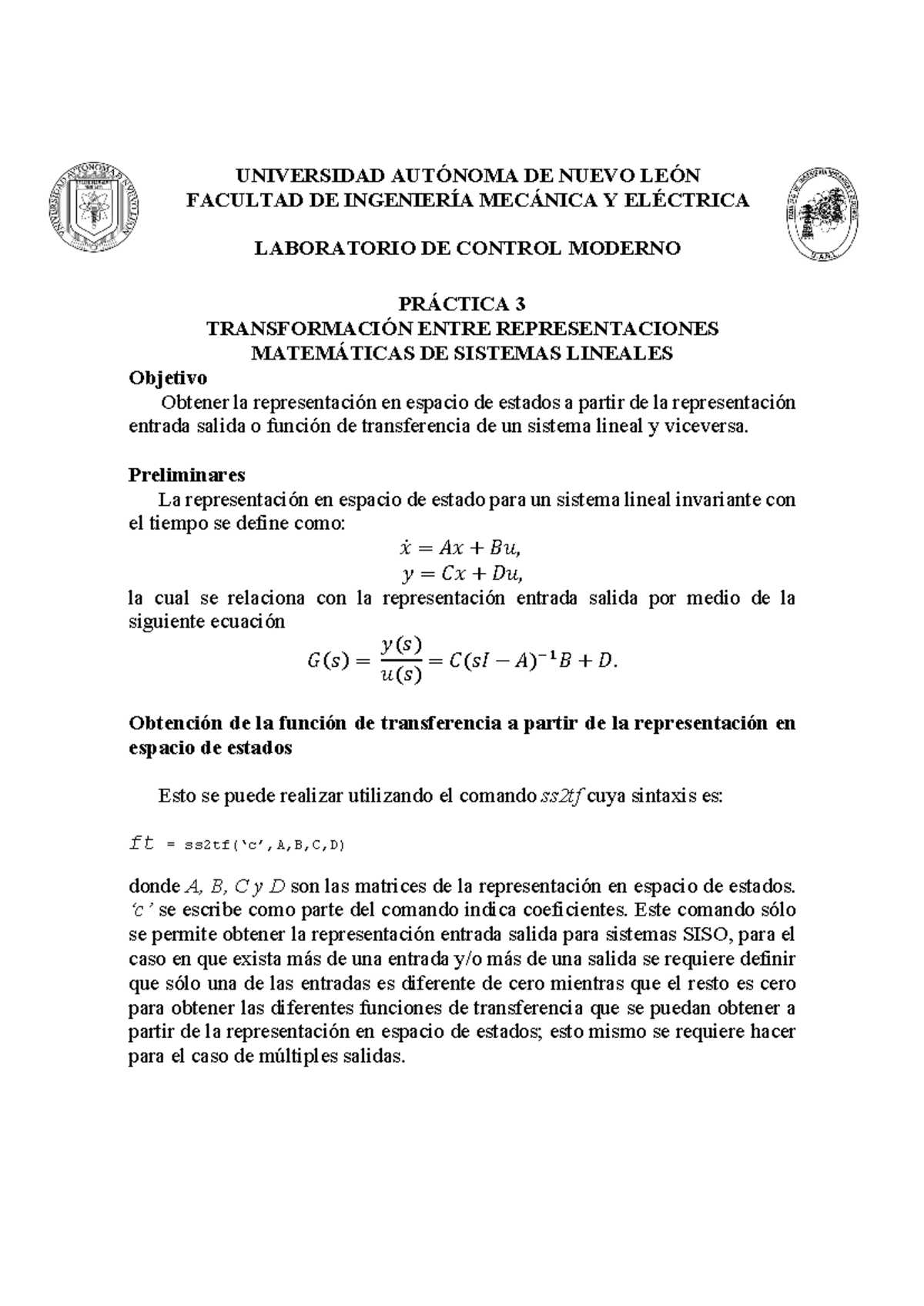 Practica 3 Scilab - UNIVERSIDAD AUTÓNOMA DE NUEVO LEÓN FACULTAD DE ...