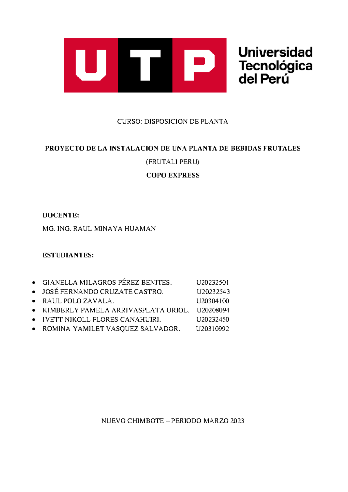 Proyecto Final: Instalación de Planta de Bebidas Frutales - D.P. 2023 - Document Preview