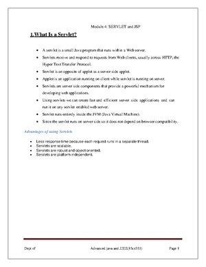 Module 4 Ajava - none - MODULE 4 SERVLETS A Servlet is a small program ...