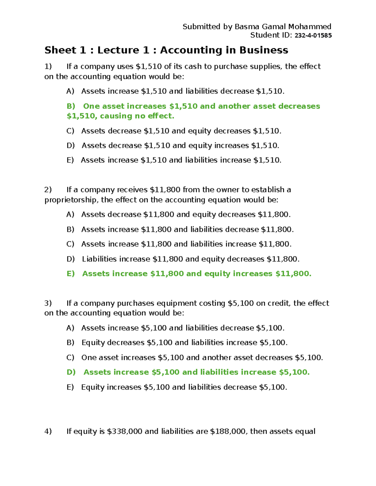 Sheet 1: Lecture 1 - Accounting in Business (ACCT101) - Studocu