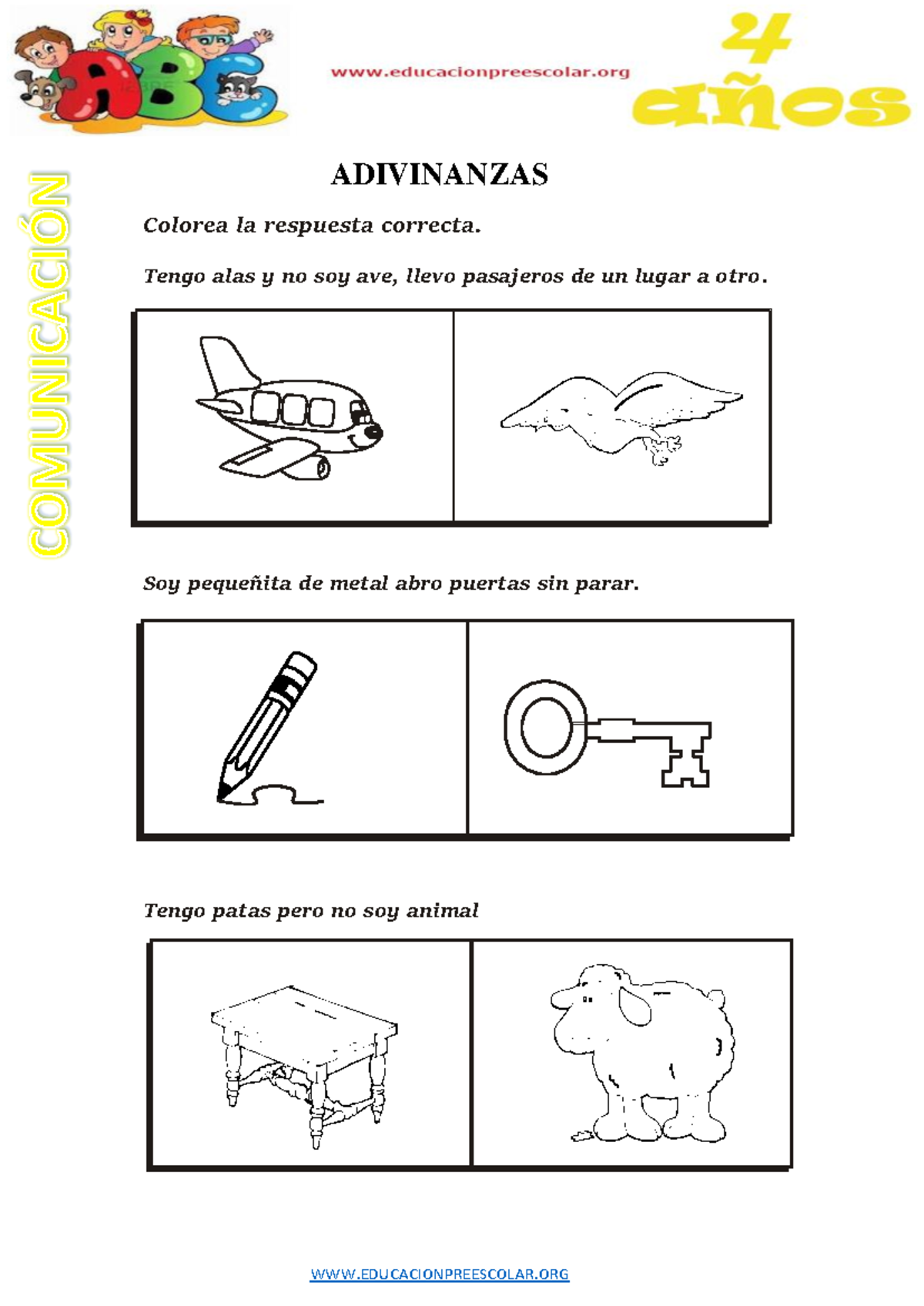 Fichas de Adivinanzas Para Niños de 4 Años - trabajo de ensayo - WWW ...