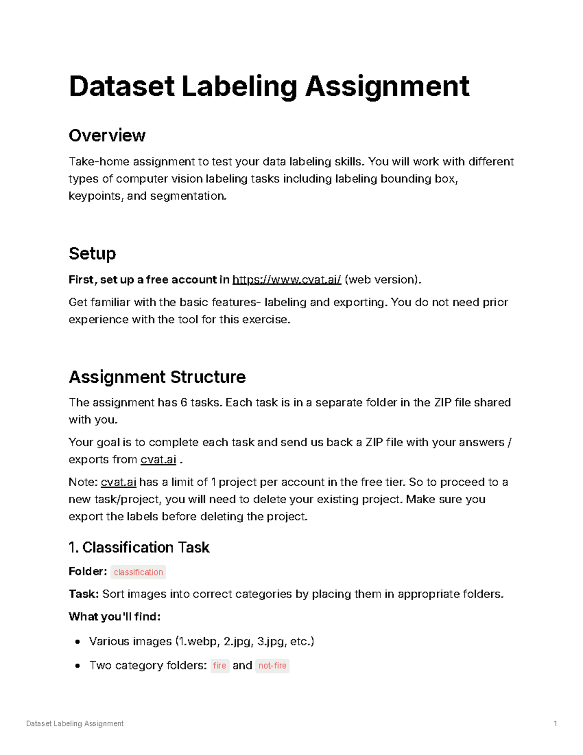 Dataset Labeling Assignment Overview: Computer Vision Tasks - Studocu