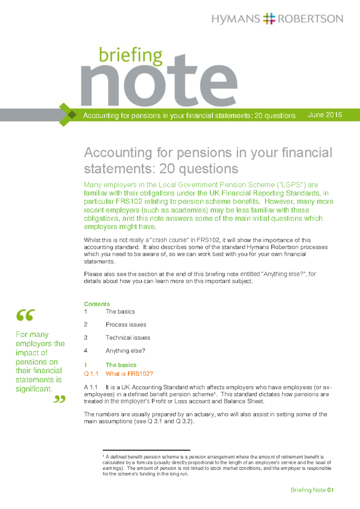 Accounting for Pensions: 20 Key Questions on FRS102 Compliance - Studocu
