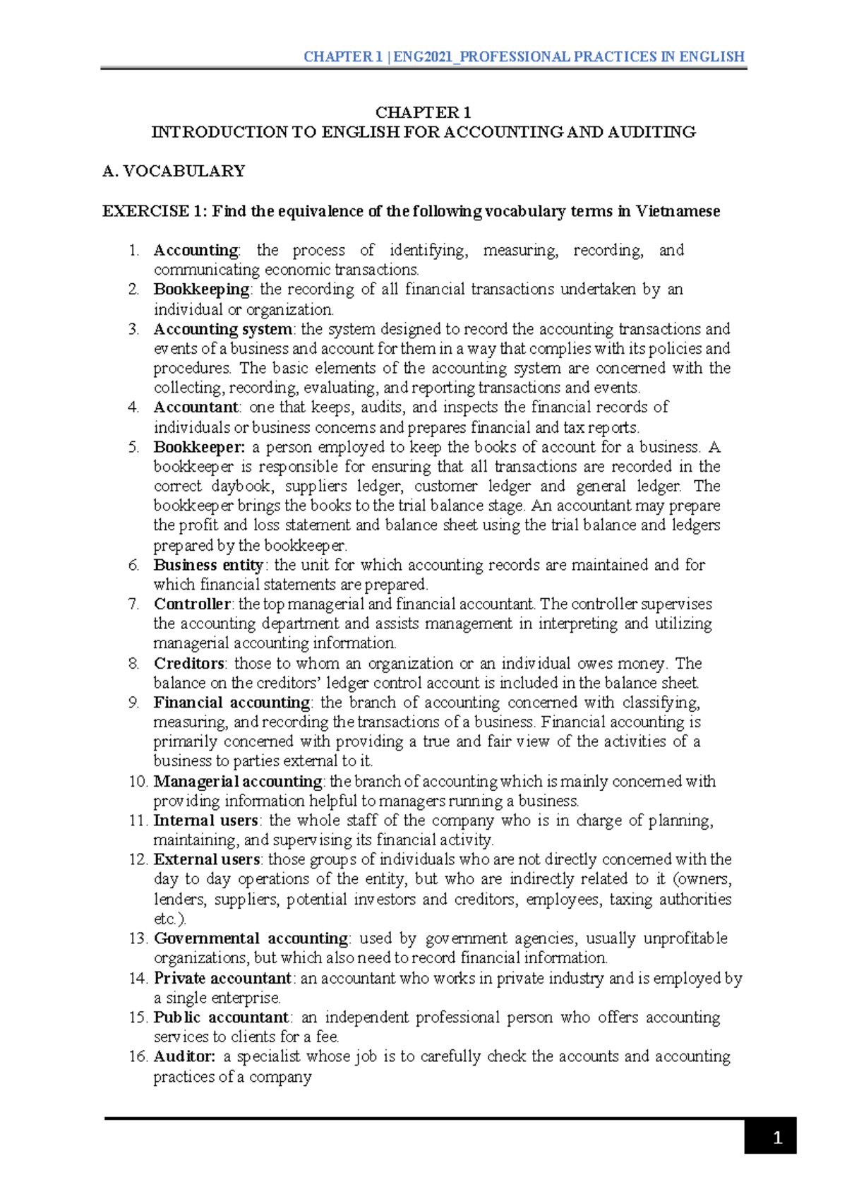 CHAPTER 1 ENG2021_PROFESSIONAL PRACTICES IN ENGLISH: INTRODUCTION TO ...