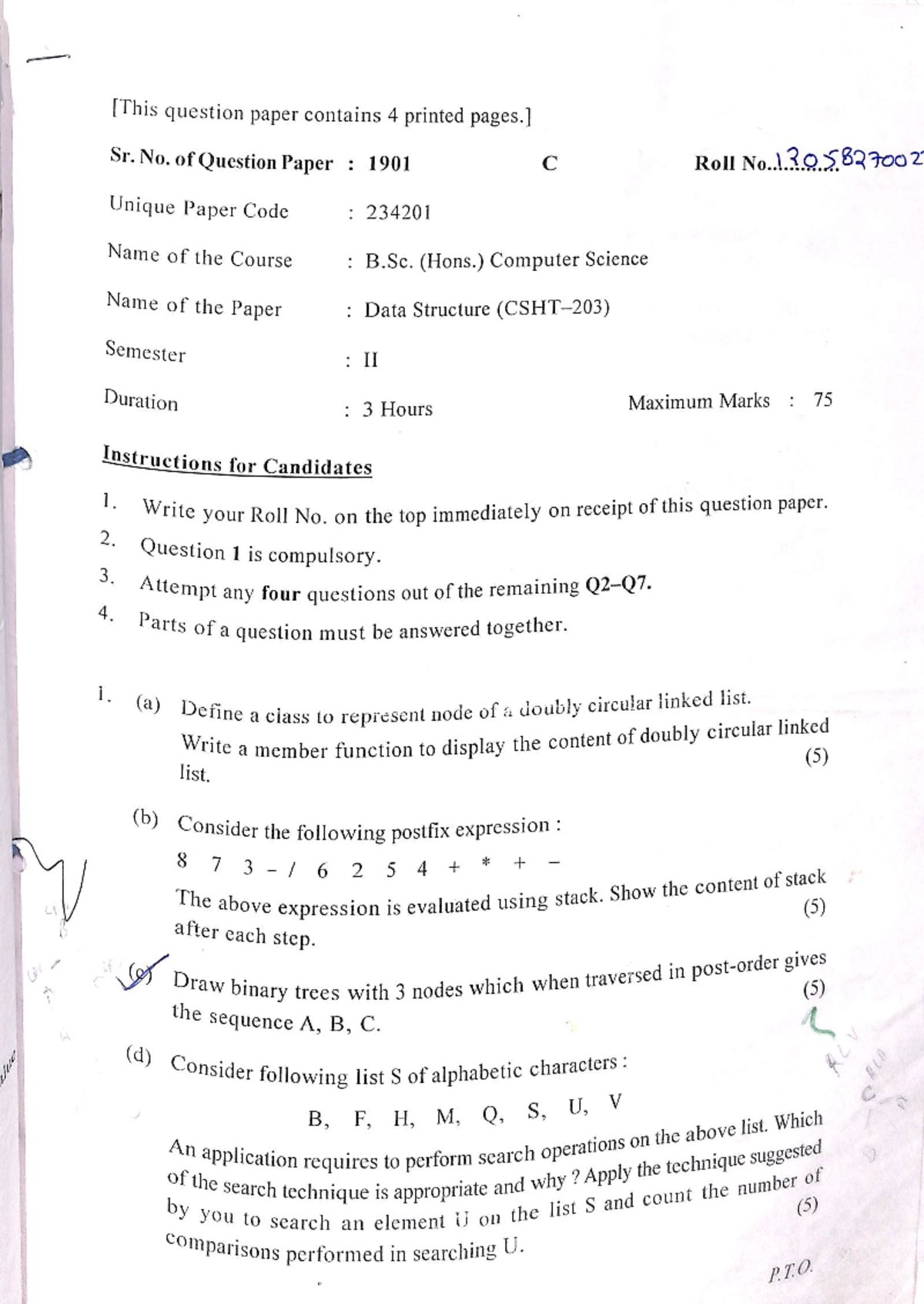 Data Structure II - Previous Year Questions (PYQ) for B.Sc. (Hons.) CS ...
