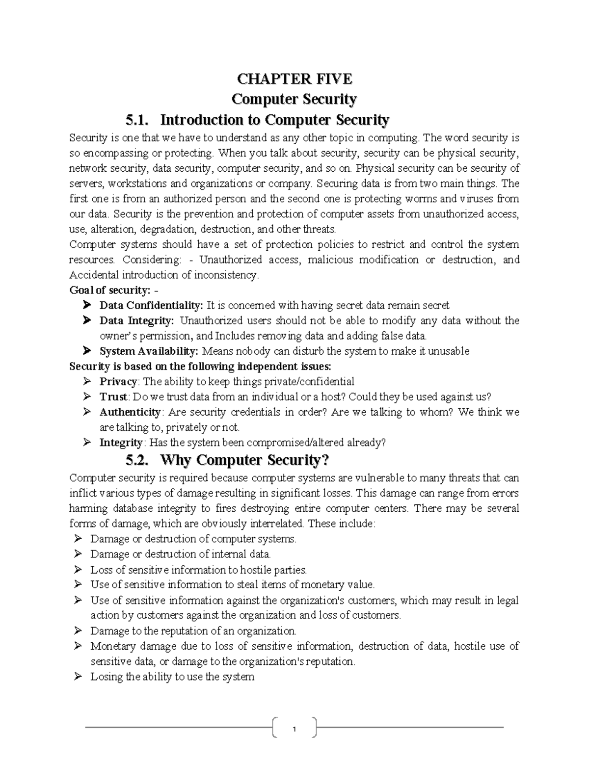 ICS 5: Chapter 5 - Introduction to Computer Security and Threats - Studocu