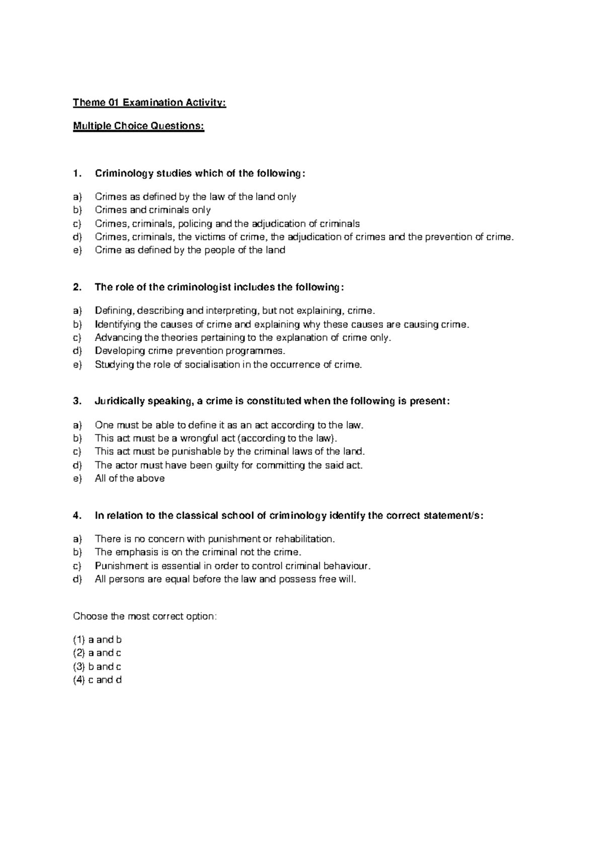 CRW 1501 - Comprehensive Notes for Criminology Exam Success - Studocu