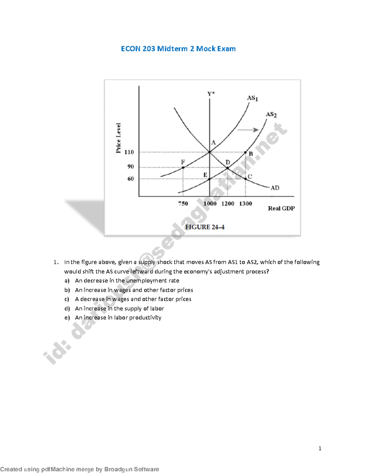 ECON 203 Midterm 2 Mock Exam Practice Questions 2022/2023 - Studocu