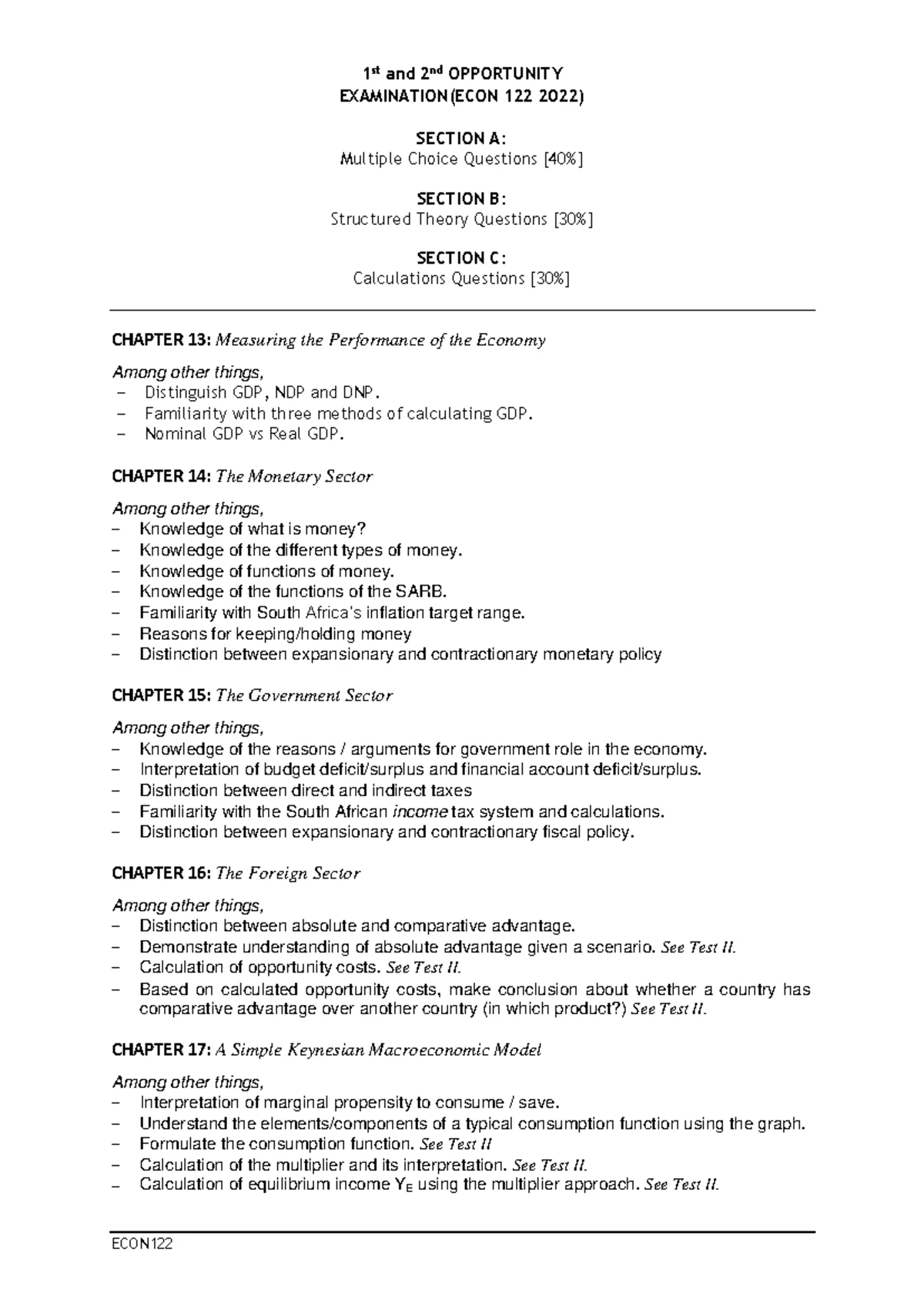 Hoodstuk+17 Keynesian Model - ECON 122 - NWU - Studocu