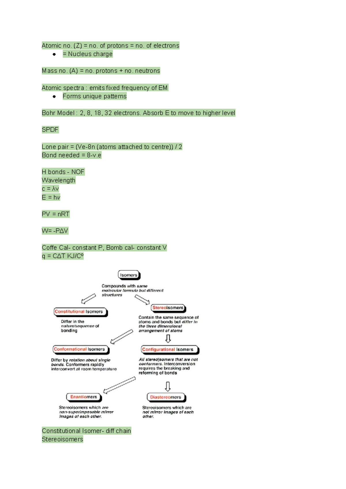 CHEM 101 Summary Sheet: Key Concepts in Atomic Structure and Reactions ...