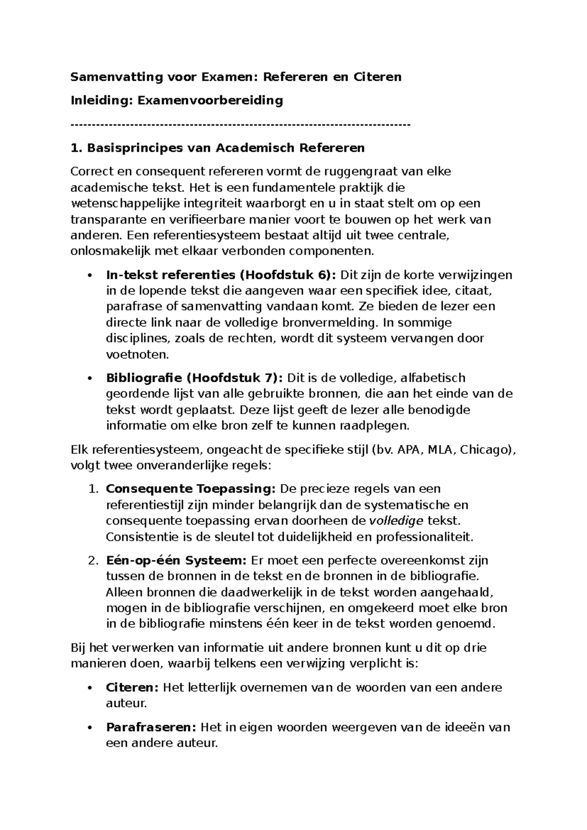 Samenvatting Examen: Refereren en Citeren (Basisprincipes) - Studocu
