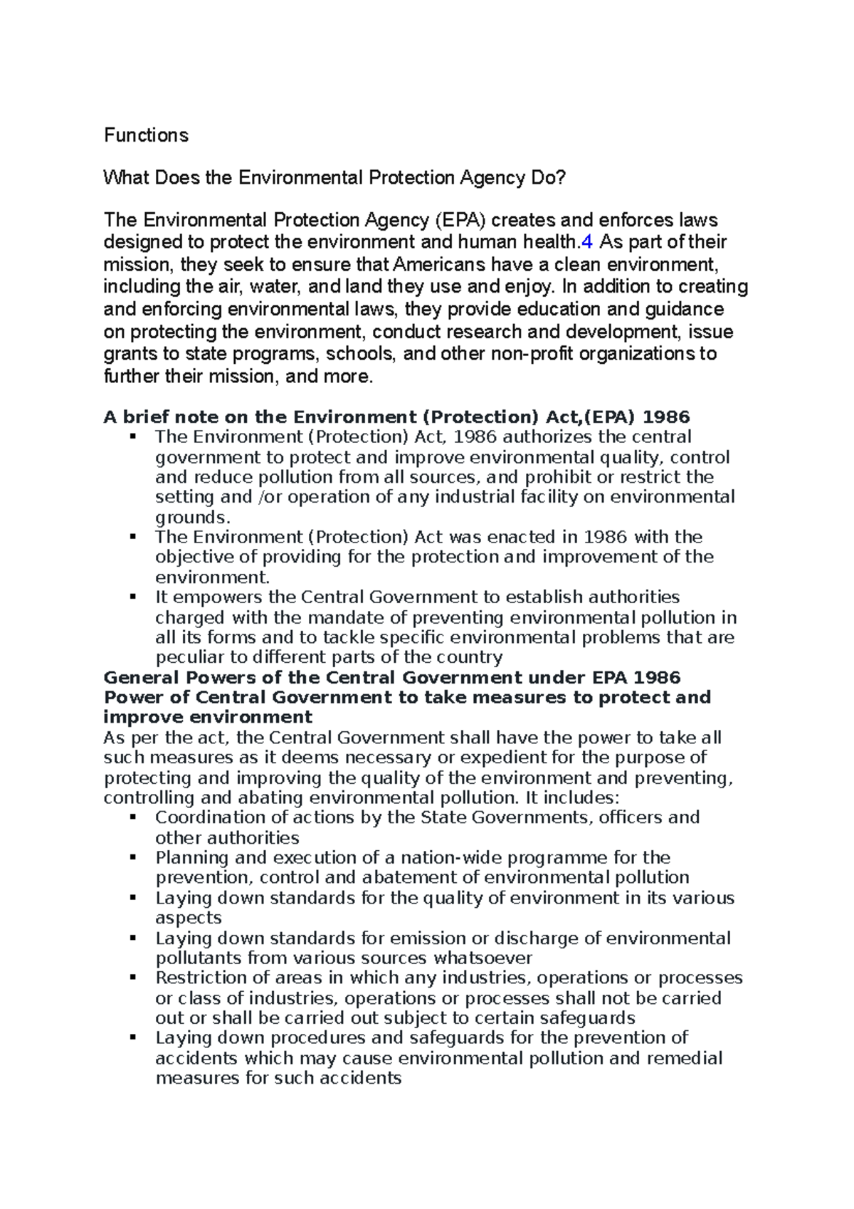 **EPA 1986: Overview of Environmental Protection Laws and Regulations ...