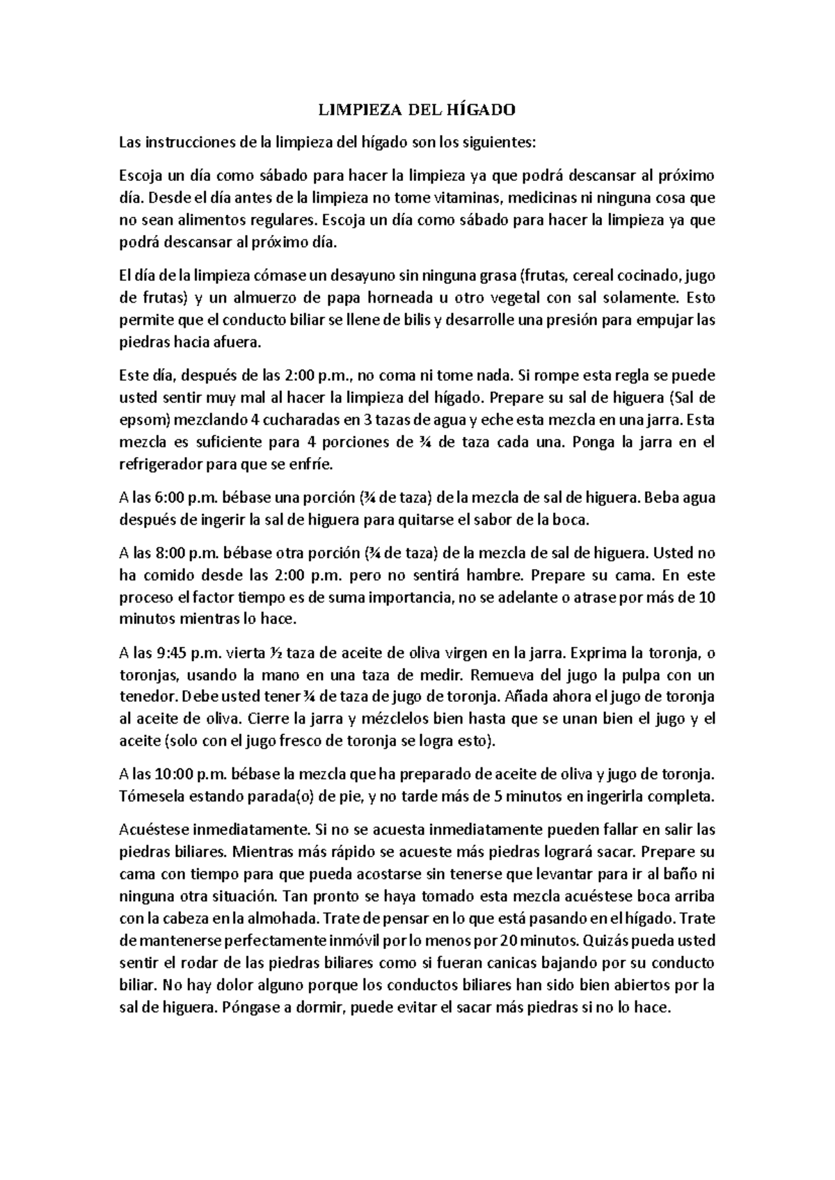 Limpieza del Hígado: Instrucciones Completas y Recomendaciones - Document Preview