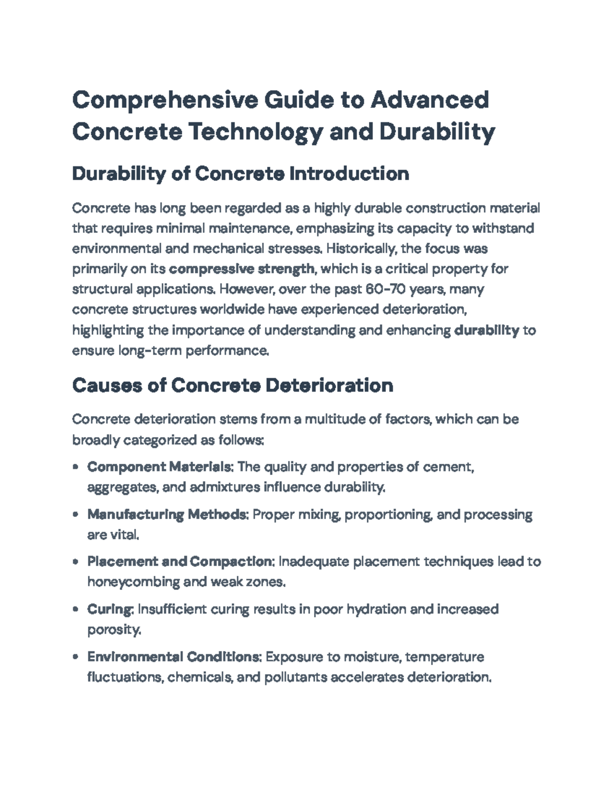 Advanced Concrete Technology and Durability: A Comprehensive Guide ...