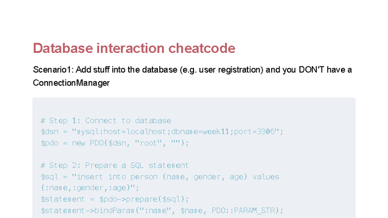 WAD1 Database Interaction Cheatsheet: SQL Operations Overview - Studocu